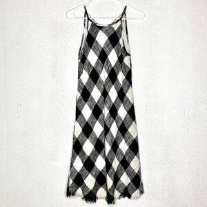 Philosophy Dresses Black White Buffalo Check Plaid Midi Dress Tie Back‎ Size 2